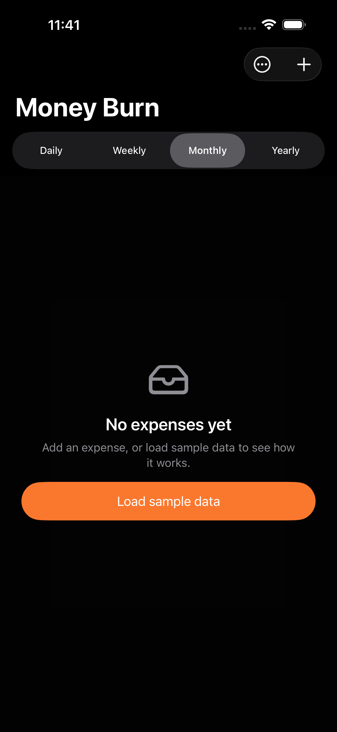 Money Burn add/edit expense screen